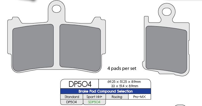 BRAKE PAD SDP SPORT HH+ HIGH FRICTION STREET