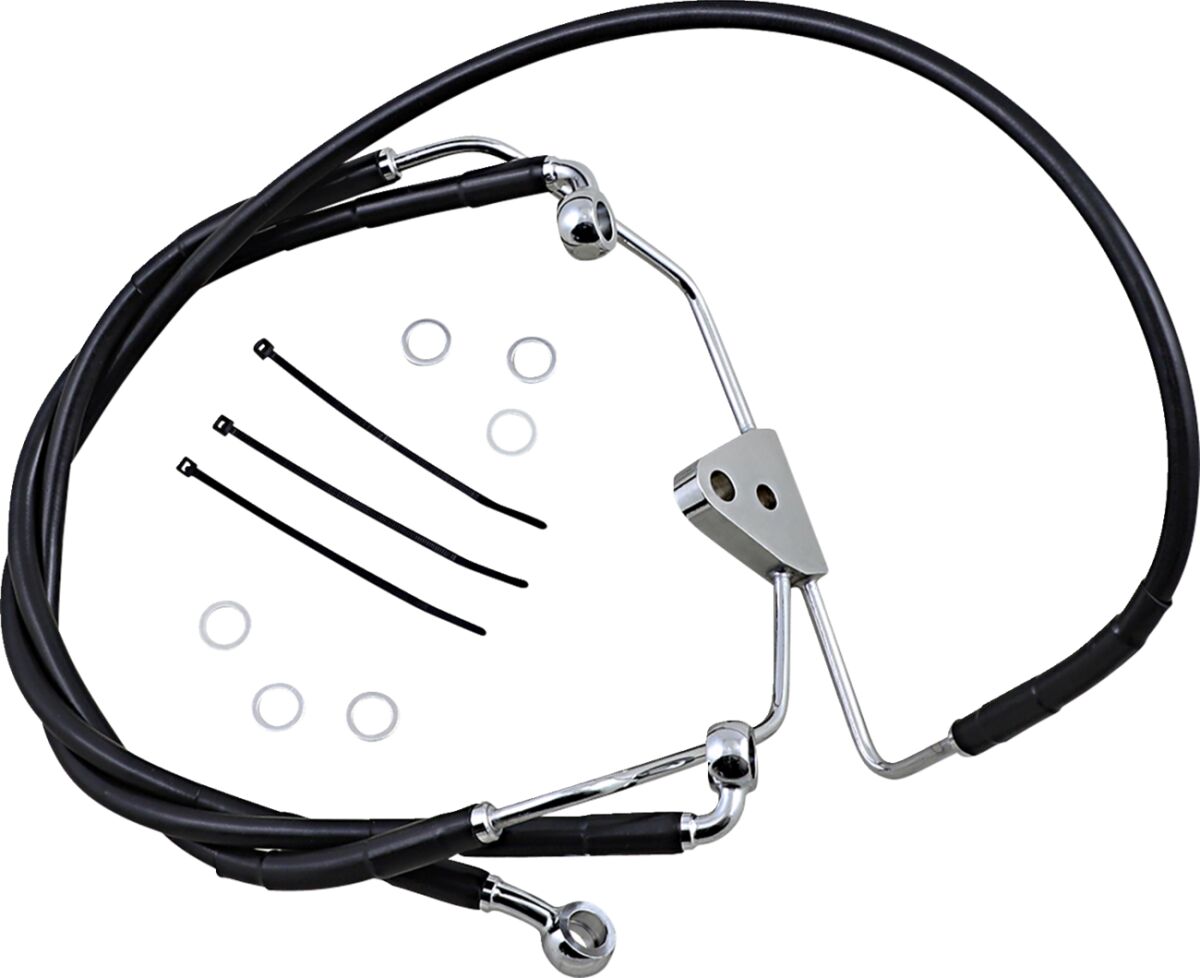 FRONT BRAKE LINE BLACK VINYL COATED STAINLESS STEEL EXTENDED 6"