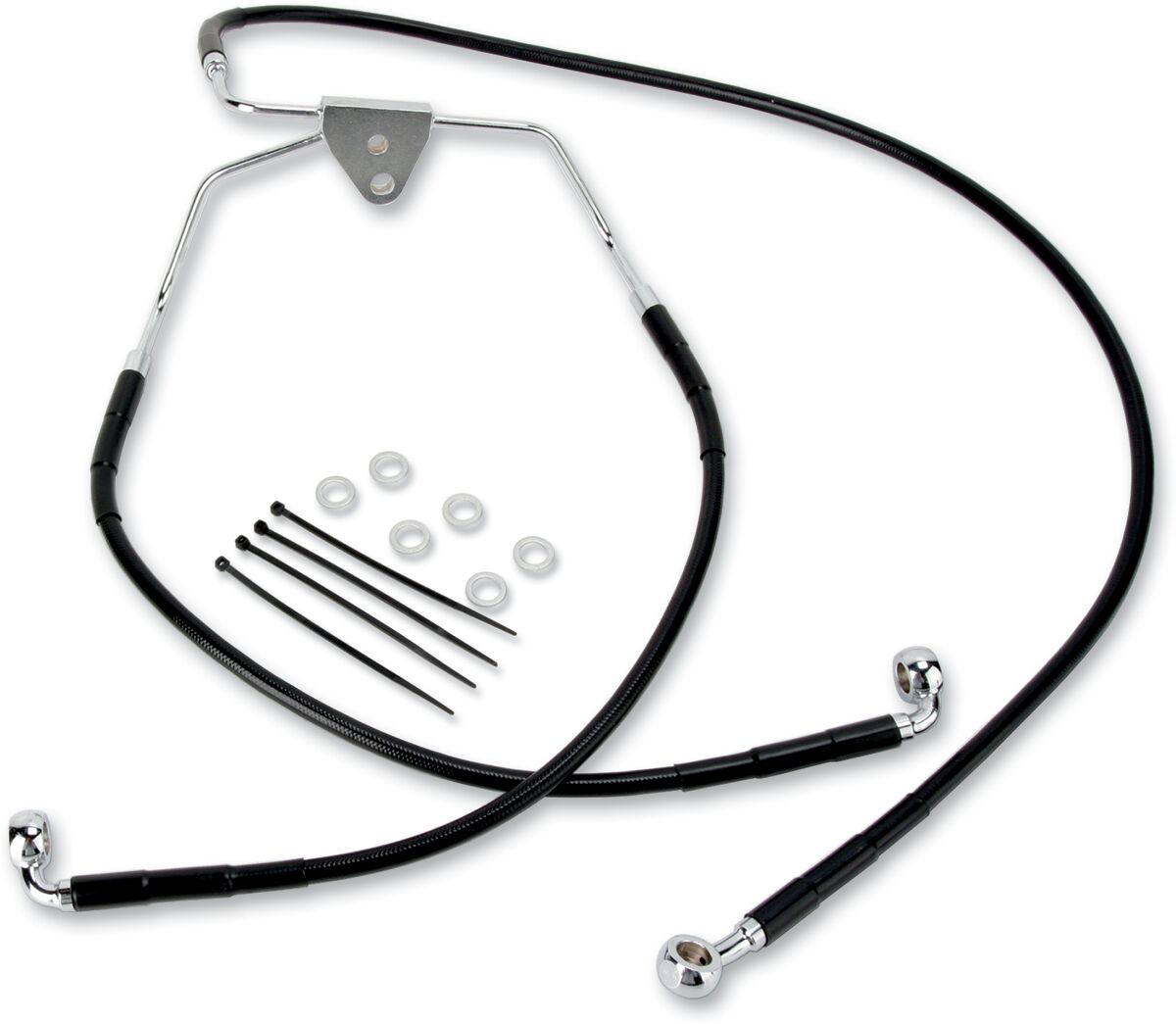 FRONT BRAKE LINE BLACK VINYL COATED STAINLESS STEEL EXTENDED 10"