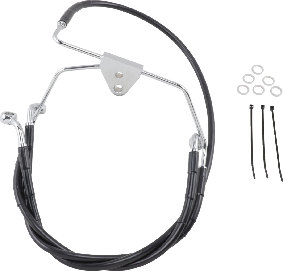 FRONT BRAKE LINE BLACK VINYL COATED STAINLESS STEEL EXTENDED 4"