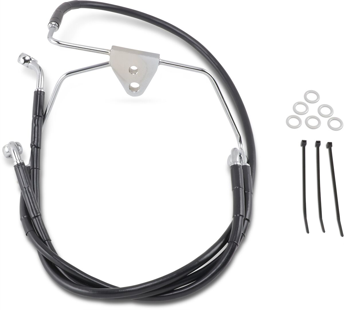 FRONT BRAKE LINE BLACK VINYL COATED STAINLESS STEEL EXTENDED 8"