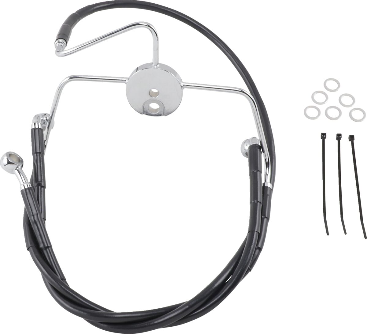 FRONT BRAKE LINE BLACK VINYL COATED STAINLESS STEEL EXTENDED 4"