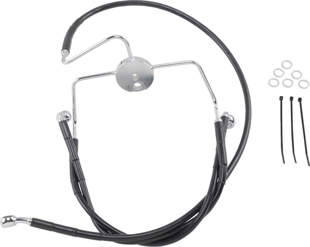FRONT BRAKE LINE BLACK VINYL COATED STAINLESS STEEL EXTENDED 6"