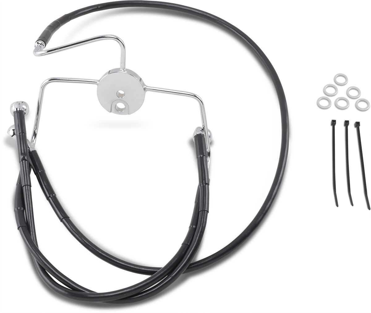 FRONT BRAKE LINE BLACK VINYL COATED STAINLESS STEEL EXTENDED 8"