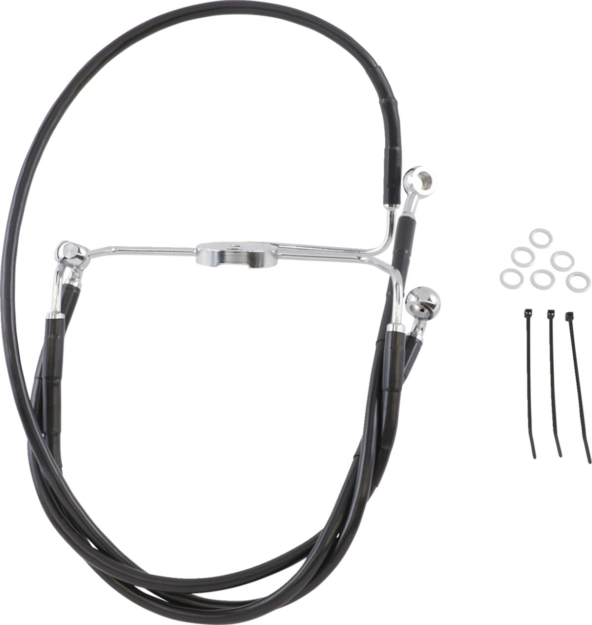 FRONT BRAKE LINE BLACK VINYL COATED STAINLESS STEEL EXTENDED 10"