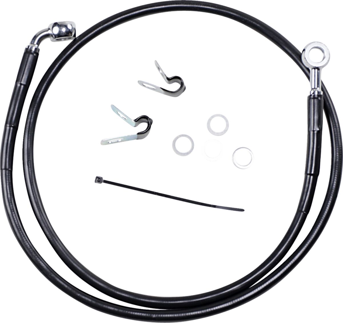 FRONT BRAKE LINE BLACK VINYL COATED STAINLESS STEEL EXTENDED 4"