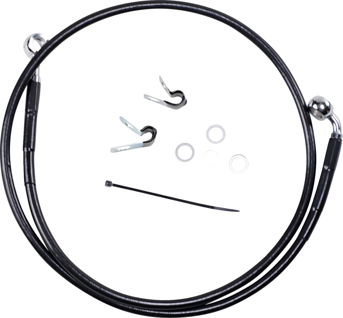 FRONT BRAKE LINE BLACK VINYL COATED STAINLESS STEEL EXTENDED 6"
