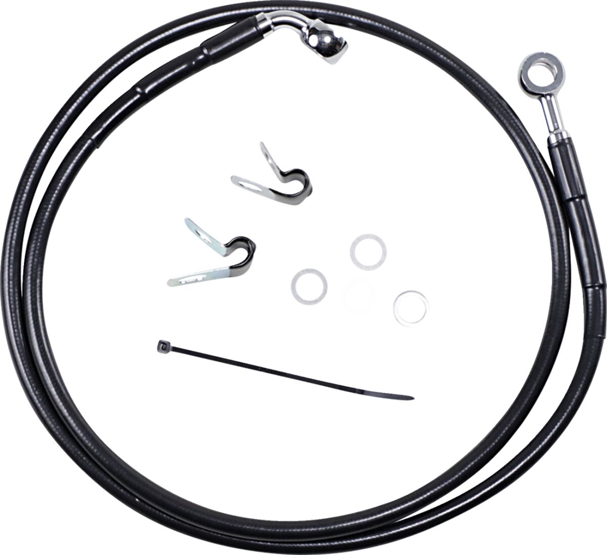 FRONT BRAKE LINE BLACK VINYL COATED STAINLESS STEEL EXTENDED 8"
