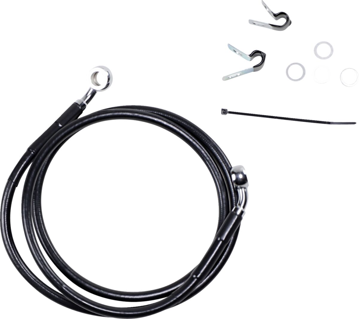 FRONT BRAKE LINE BLACK VINYL COATED STAINLESS STEEL EXTENDED 8"