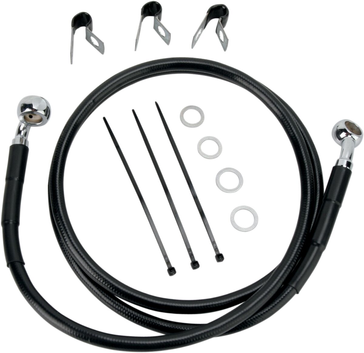 FRONT BRAKE LINE BLACK VINYL COATED STAINLESS STEEL EXTENDED 6"