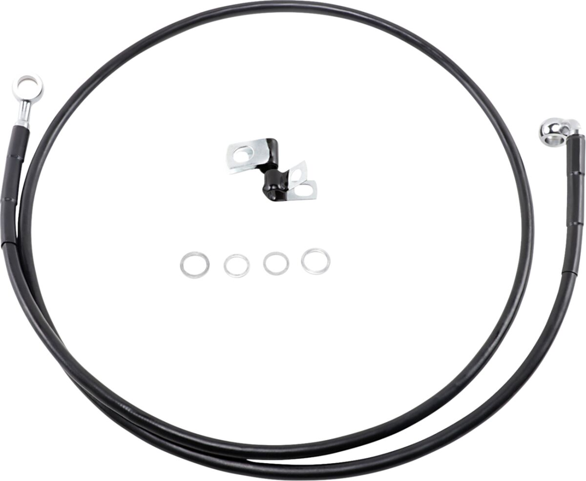 FRONT BRAKE LINE BLACK VINYL COATED STAINLESS STEEL EXTENDED 10"