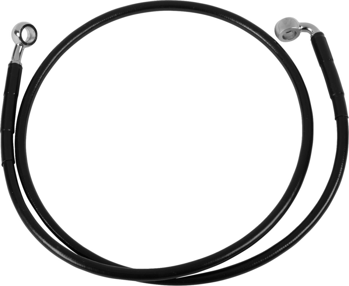 FRONT BRAKE LINE BLACK VINYL COATED STAINLESS STEEL EXTENDED 2"