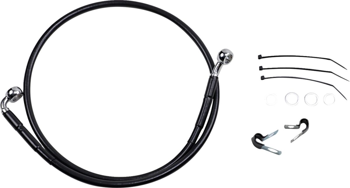 FRONT BRAKE LINE BLACK VINYL COATED STAINLESS STEEL