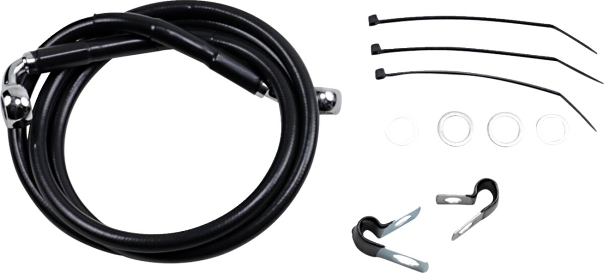 FRONT BRAKE LINE BLACK VINYL COATED STAINLESS STEEL EXTENDED 6"