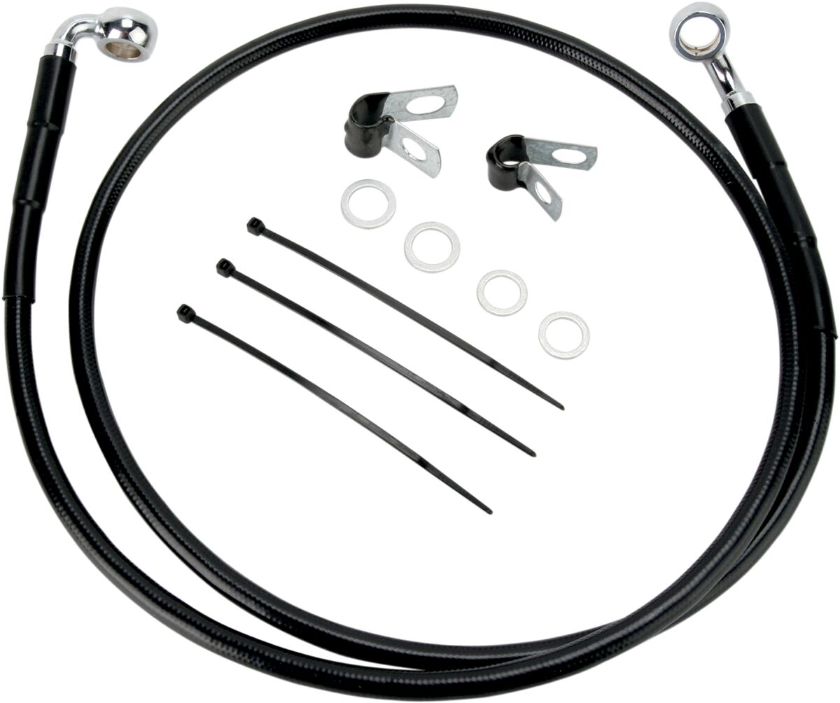 FRONT BRAKE LINE BLACK VINYL COATED STAINLESS STEEL EXTENDED 6"