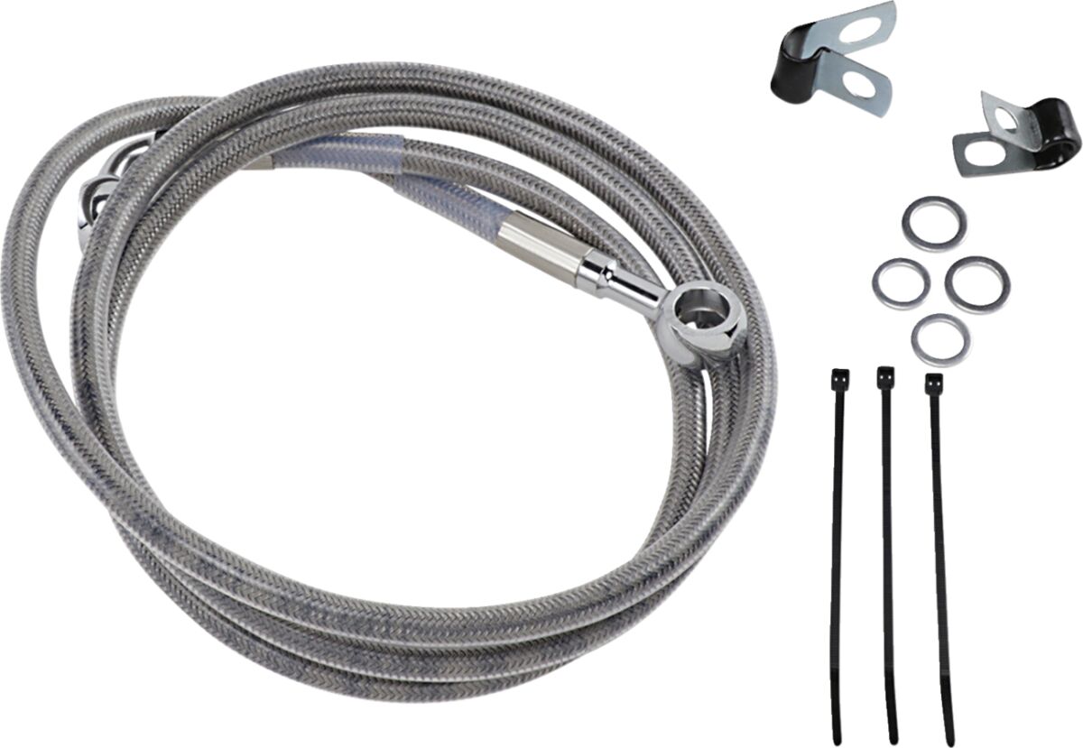FRONT BRAKE LINE STAINLESS STEEL EXTENDED 8"