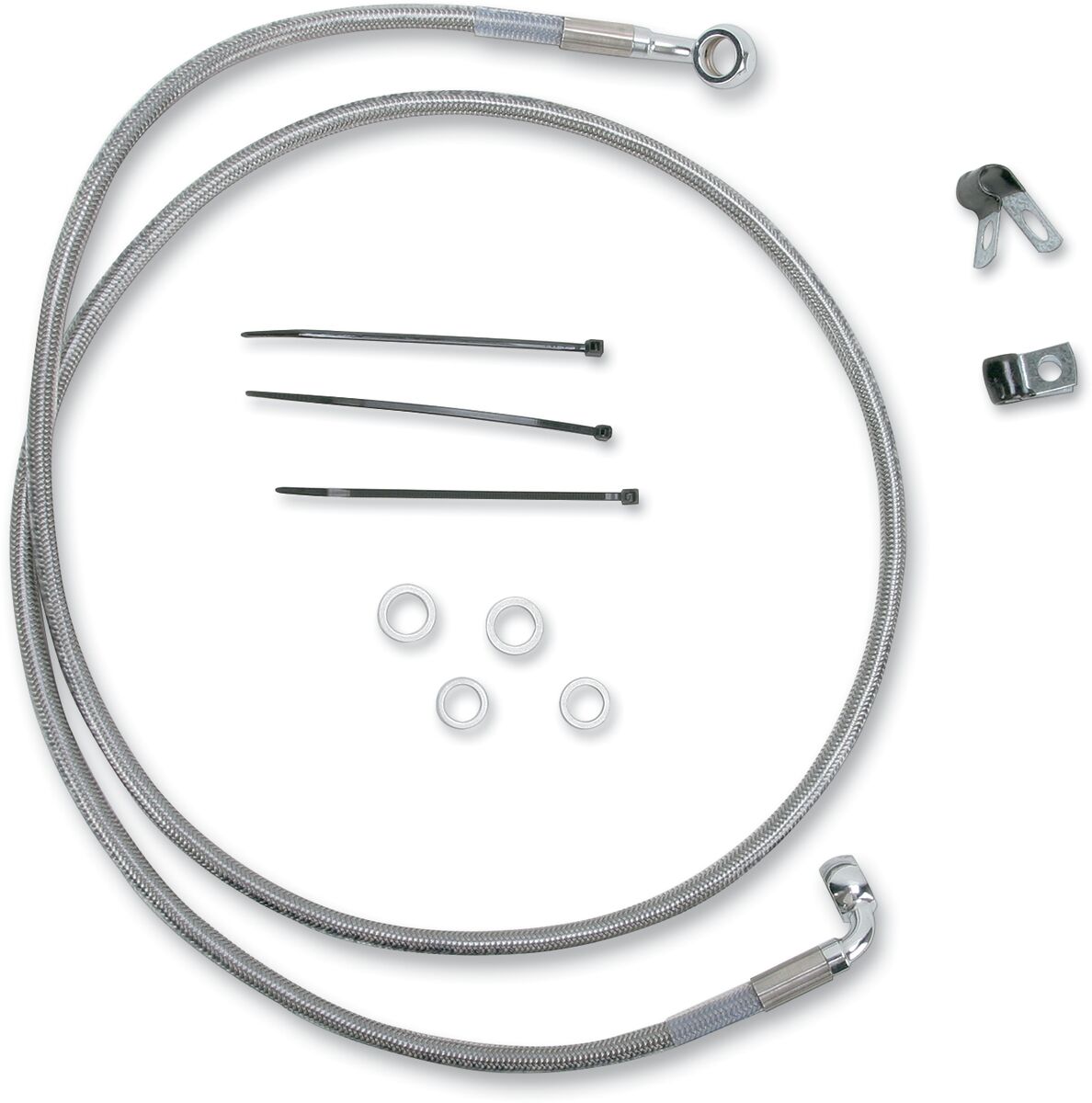 FRONT BRAKE LINE STAINLESS STEEL EXTENDED 8"