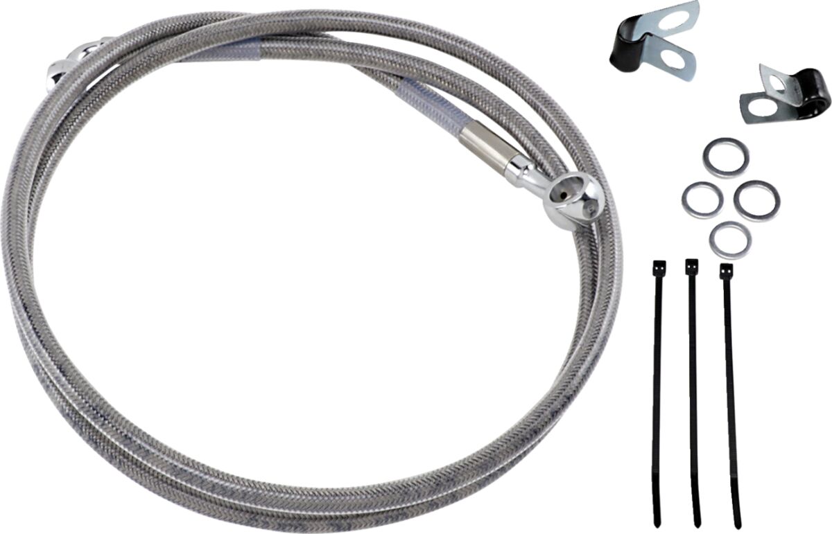 FRONT BRAKE LINE STAINLESS STEEL EXTENDED 8"