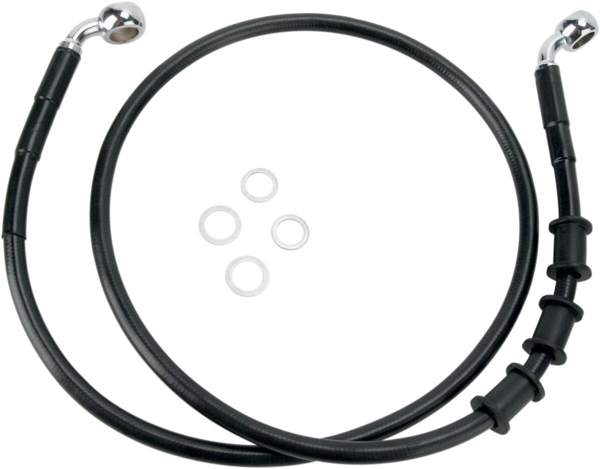 FRONT BRAKE LINE BLACK VINYL COATED STAINLESS STEEL EXTENDED 6"