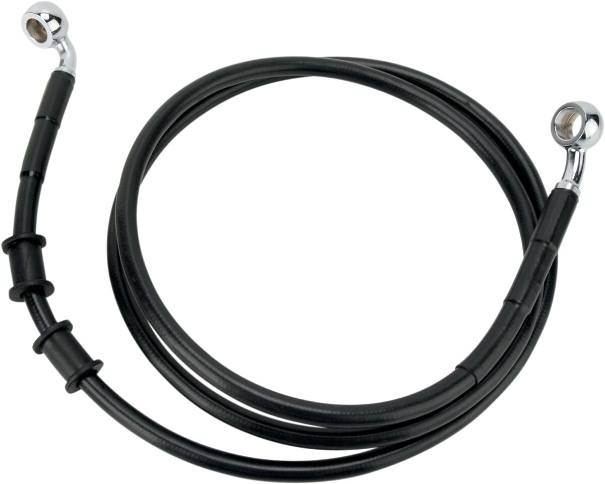 FRONT BRAKE LINE BLACK VINYL COATED STAINLESS STEEL EXTENDED 8"