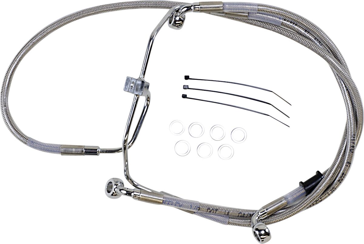 FRONT BRAKE LINE STAINLESS STEEL EXTENDED 8"