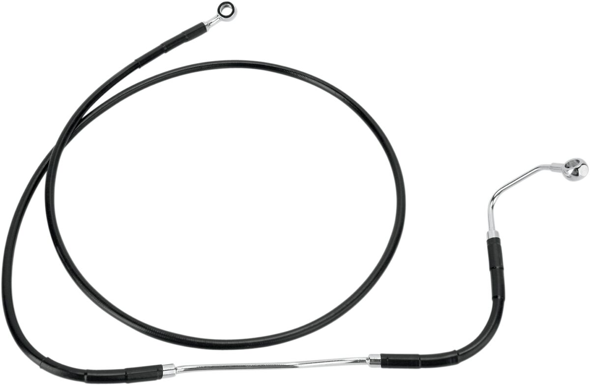FRONT UPPER BRAKE LINE BLACK VINYL COATED STAINLESS STEEL EXTENDED 4"