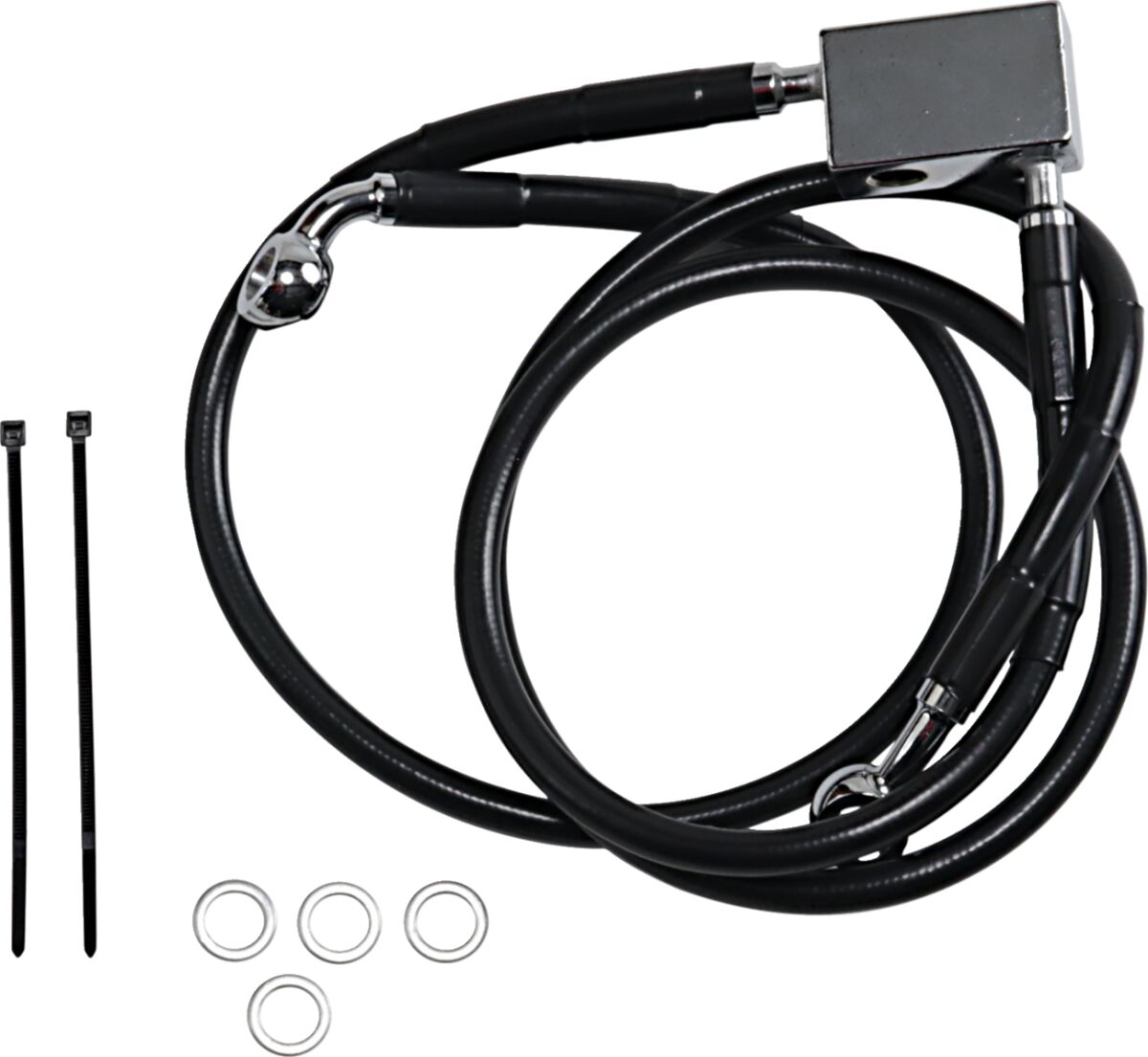 REAR BRAKE LINE BLACK VINYL COATED STAINLESS STEEL EXTENDED 3"