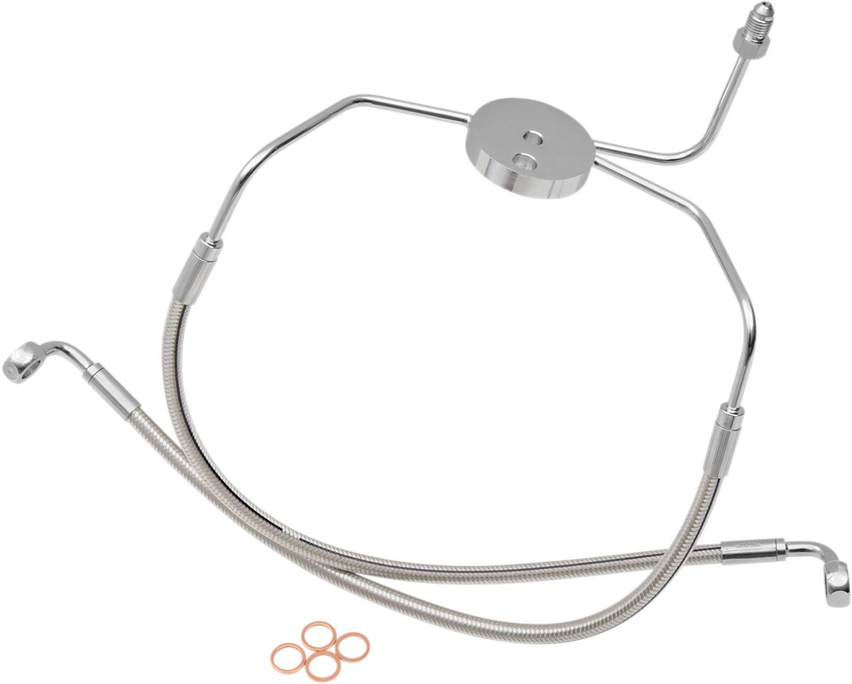 BRAKE LINE FRONT LOWER DUAL DISC NON-ABS DESIGNER STAINLESS POLISHED NATURE