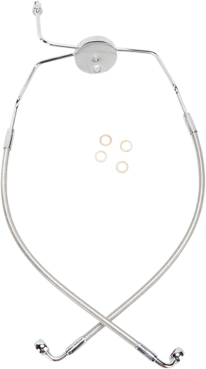 BRAKE LINE FRONT LOWER DUAL DISC NON-ABS DESIGNER STAINLESS POLISHED NATURE