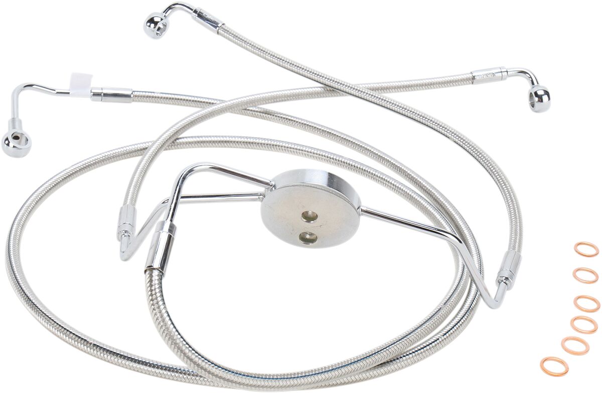 BRAKE LINE FRONT LOWER DUAL DISC ABS DESIGNER STAINLESS POLISHED NATURE