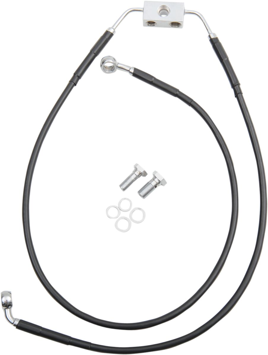 BRAKE LINE STAINESS STEEL BLACK COATED FRONT/UPPER/LOWER EXTENDED +4"