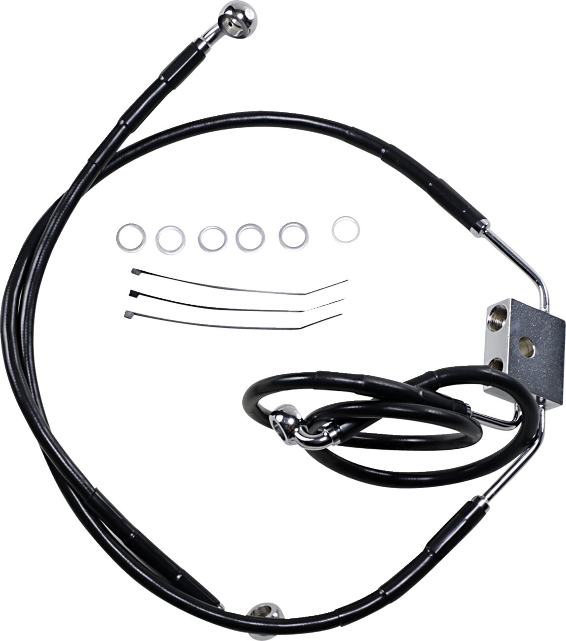 BRAKE LINE STAINESS STEEL BLACK COATED FRONT/UPPER/LOWER EXTENDED +6"