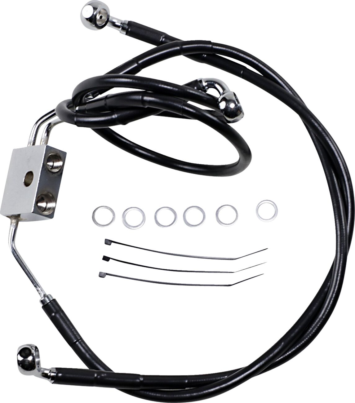 BRAKE LINE STAINESS STEEL BLACK COATED FRONT/UPPER/LOWER EXTENDED +8"