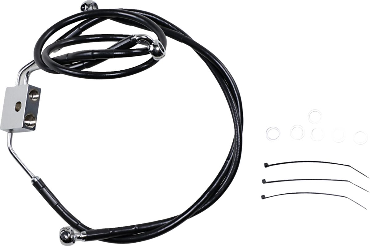 BRAKE LINE STAINESS STEEL BLACK COATED FRONT/UPPER/LOWER EXTENDED +10"