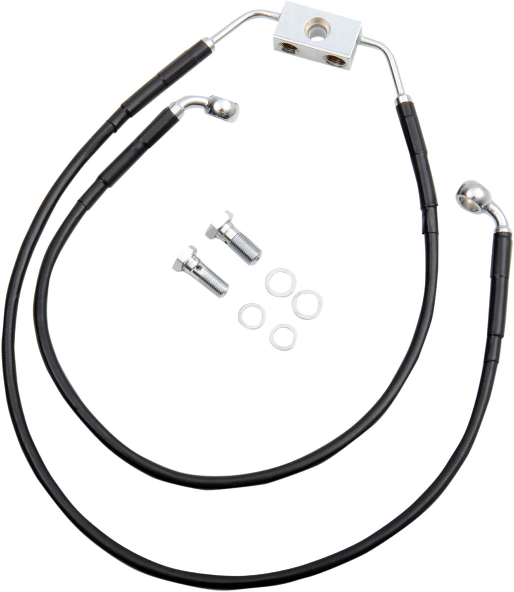 BRAKE LINE STAINESS STEEL BLACK COATED FRONT/UPPER/LOWER EXTENDED +6"