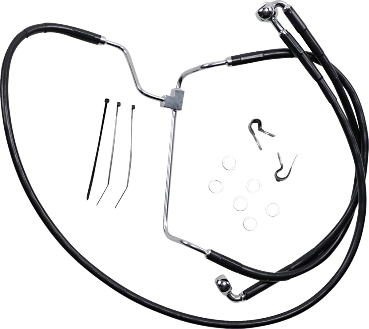 BLACK VINYL/STAINLESS EXTENDED LENGTH FRONT BRAKE LINE KIT