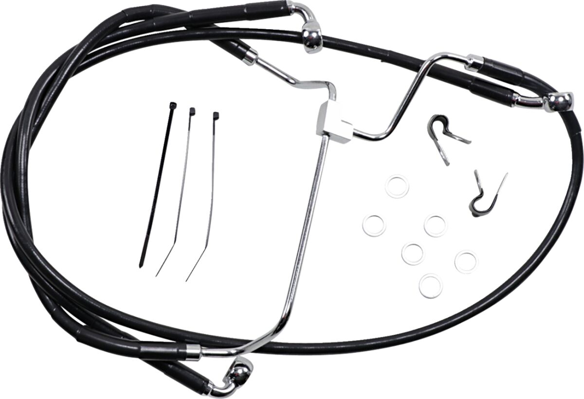 BLACK VINYL/STAINLESS EXTENDED LENGTH FRONT BRAKE LINE KIT