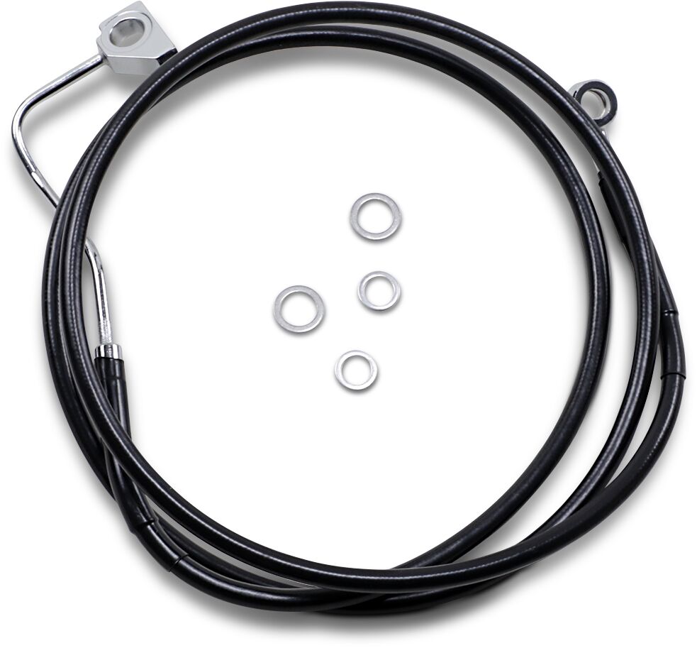 BLACK VINYL/STAINLESS EXTENDED LENGTH FRONT BRAKE LINE KIT