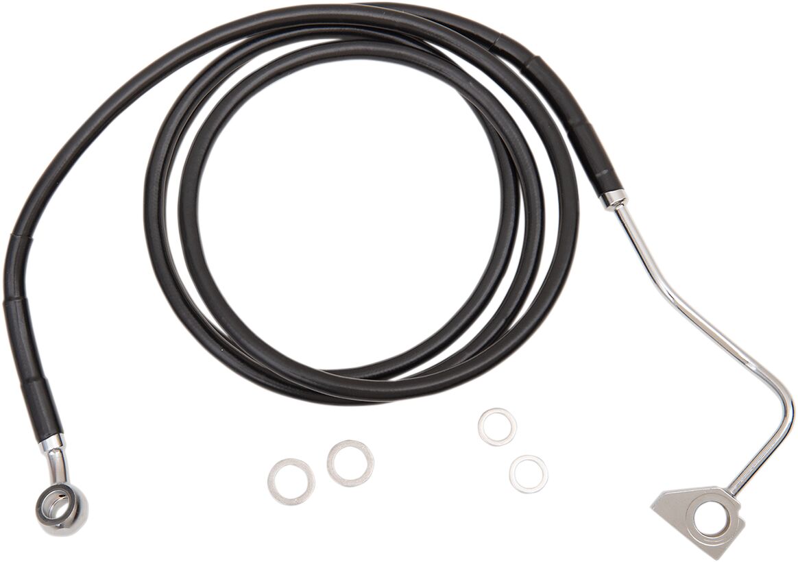 BLACK VINYL/STAINLESS EXTENDED LENGTH FRONT BRAKE LINE KIT