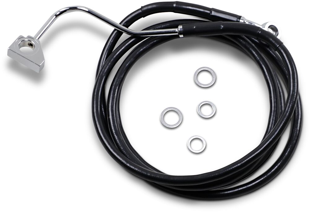 BLACK VINYL/STAINLESS EXTENDED LENGTH FRONT BRAKE LINE KIT