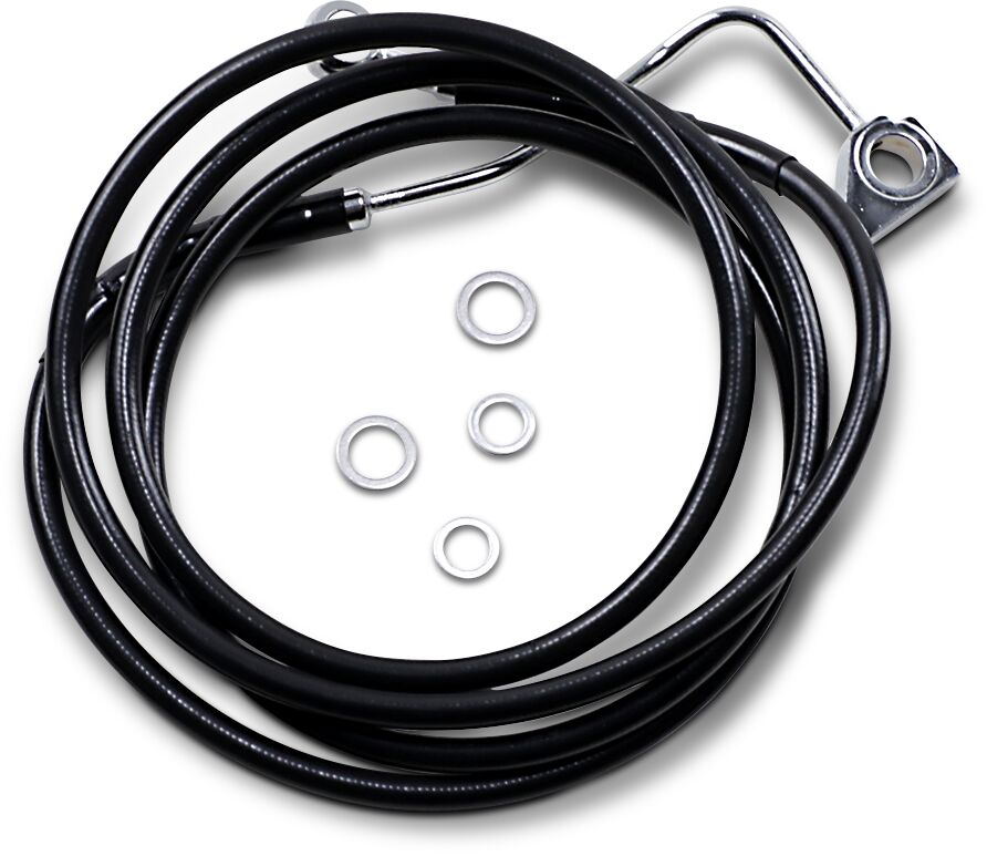 BLACK VINYL/STAINLESS EXTENDED LENGTH FRONT BRAKE LINE KIT