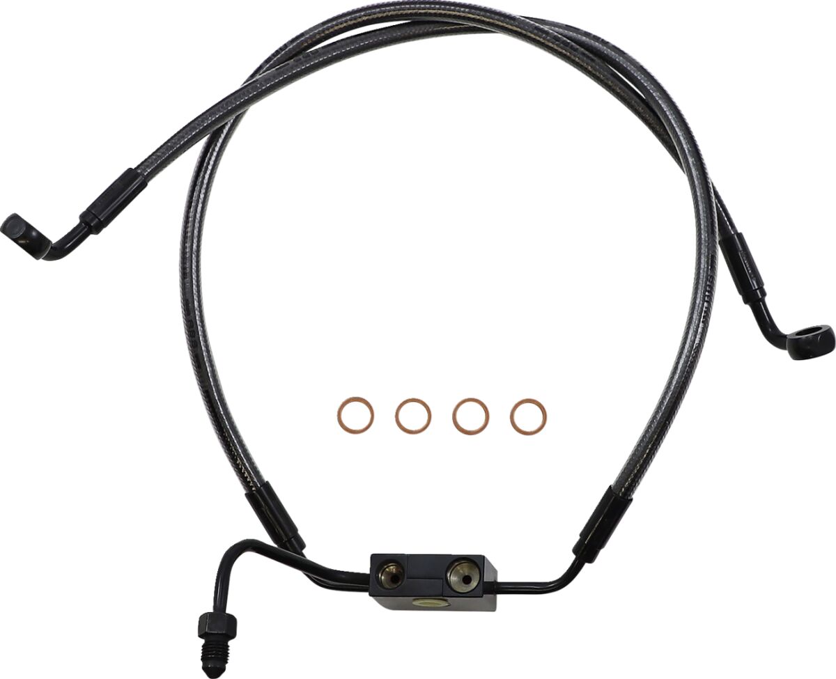 BRAKE LINE FRONT LOWER DUAL DISC ABS DESIGNER CHROME BLACK