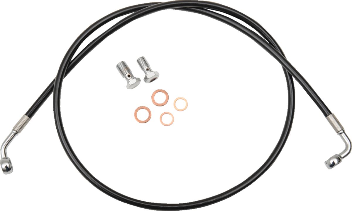 BRAKE LINE BLACK VINYL COATED STAINLESS BRAIDED FOR 15"-17" APE HANGERS