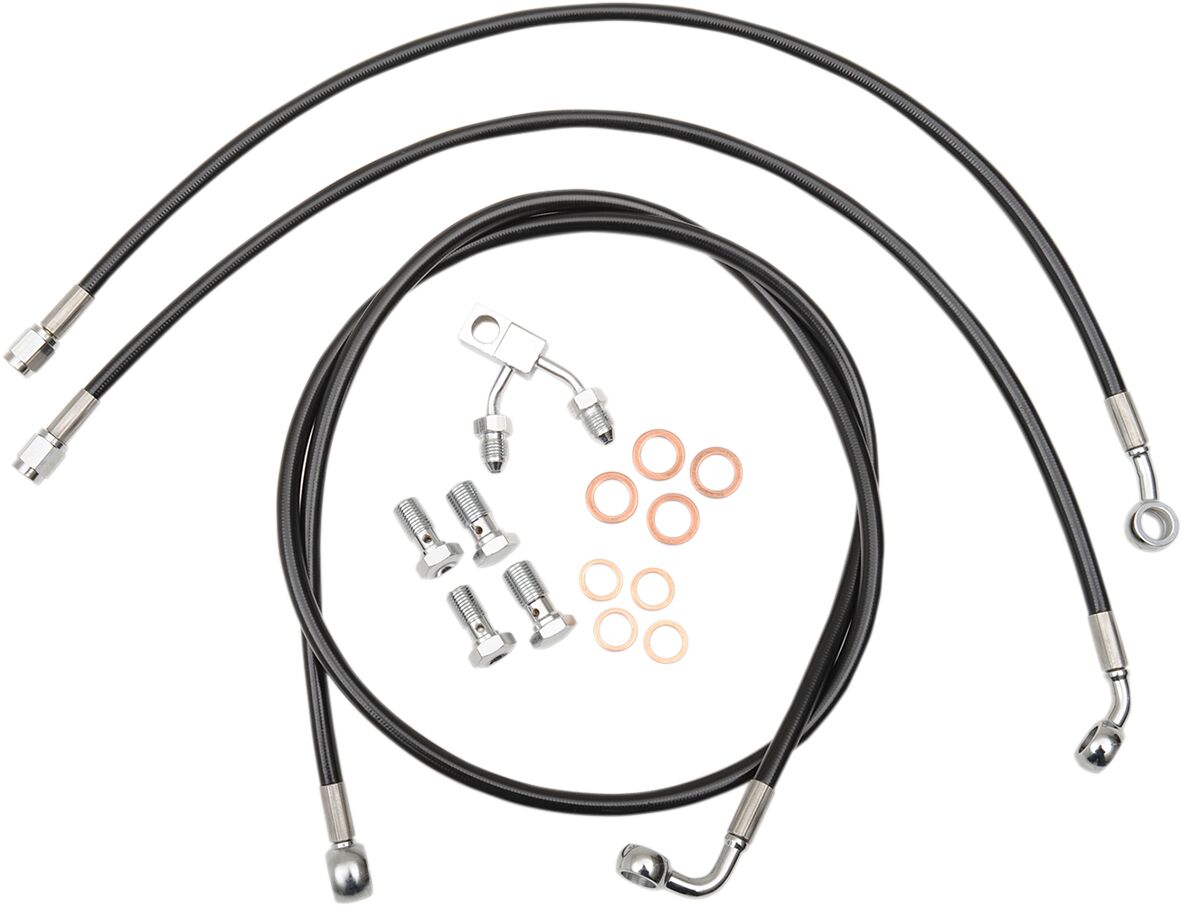 BRAKE LINE BLACK VINYL COATED STAINLESS BRAIDED FOR 12"-14" APE HANGERS