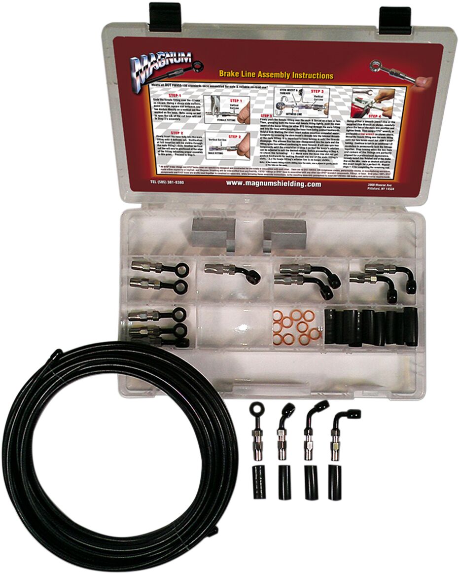 BRAKE LINE BUILDER KIT SINGLE DISC BYO® CHROME BLACK