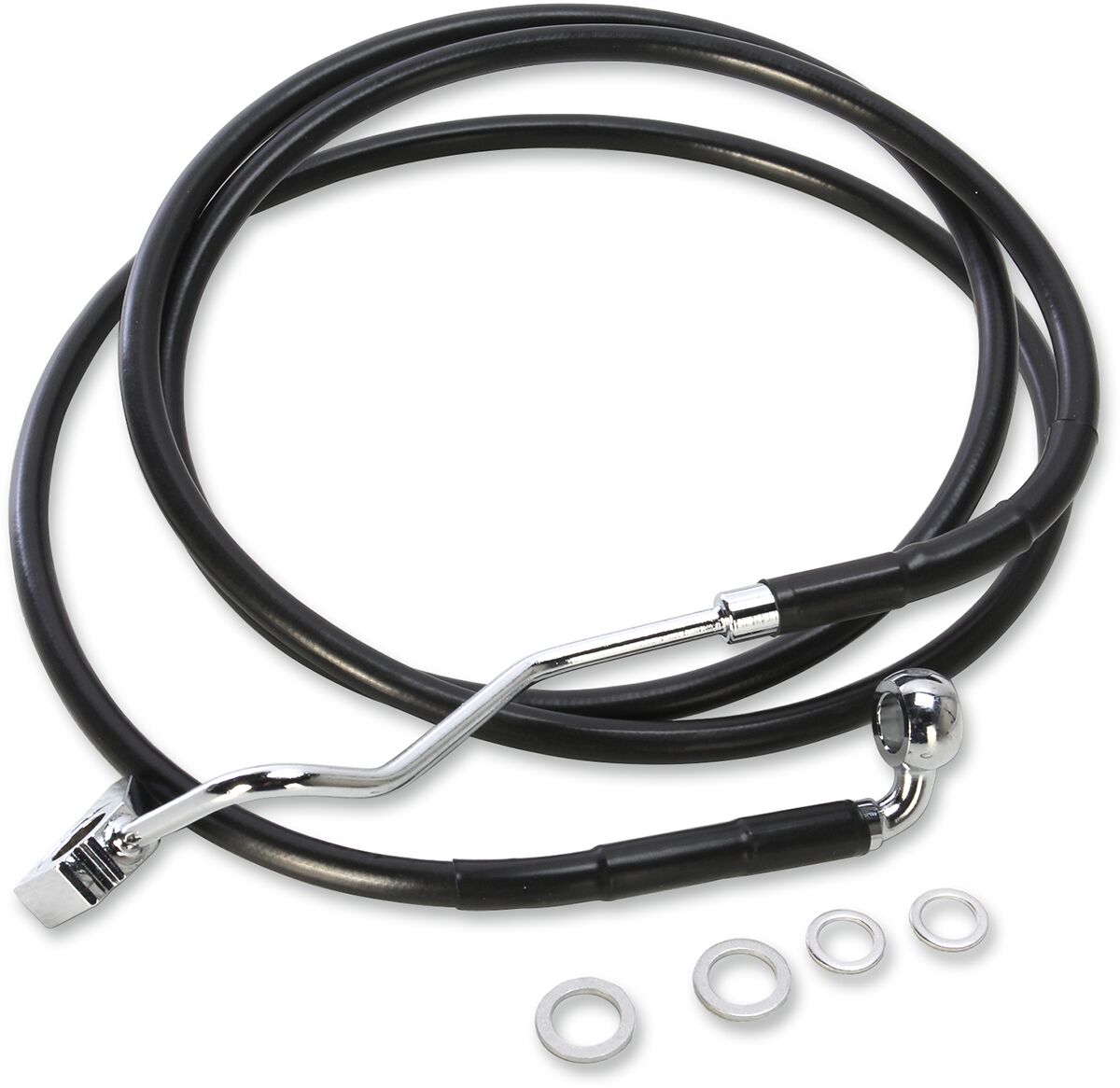 BRAKE LINE KIT EXTENDED UPPER FRONT LENGTH BLACK VINYL/STAINLESS STEEL + 6"