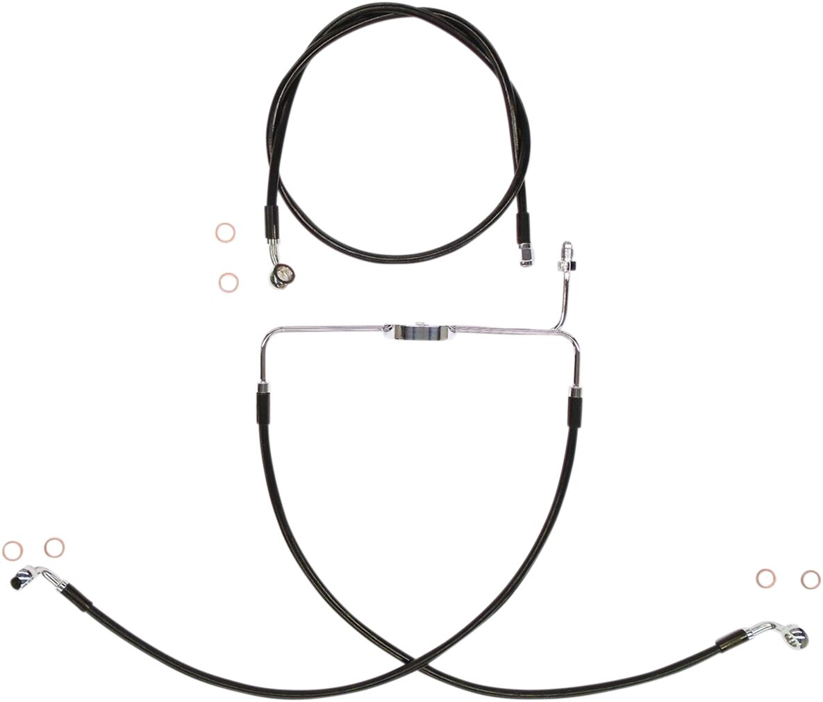 BRAKE LINE KIT DUAL DISC NON-ABS E-Z ALIGN XR BLACK PEARL BRAIDED 25"