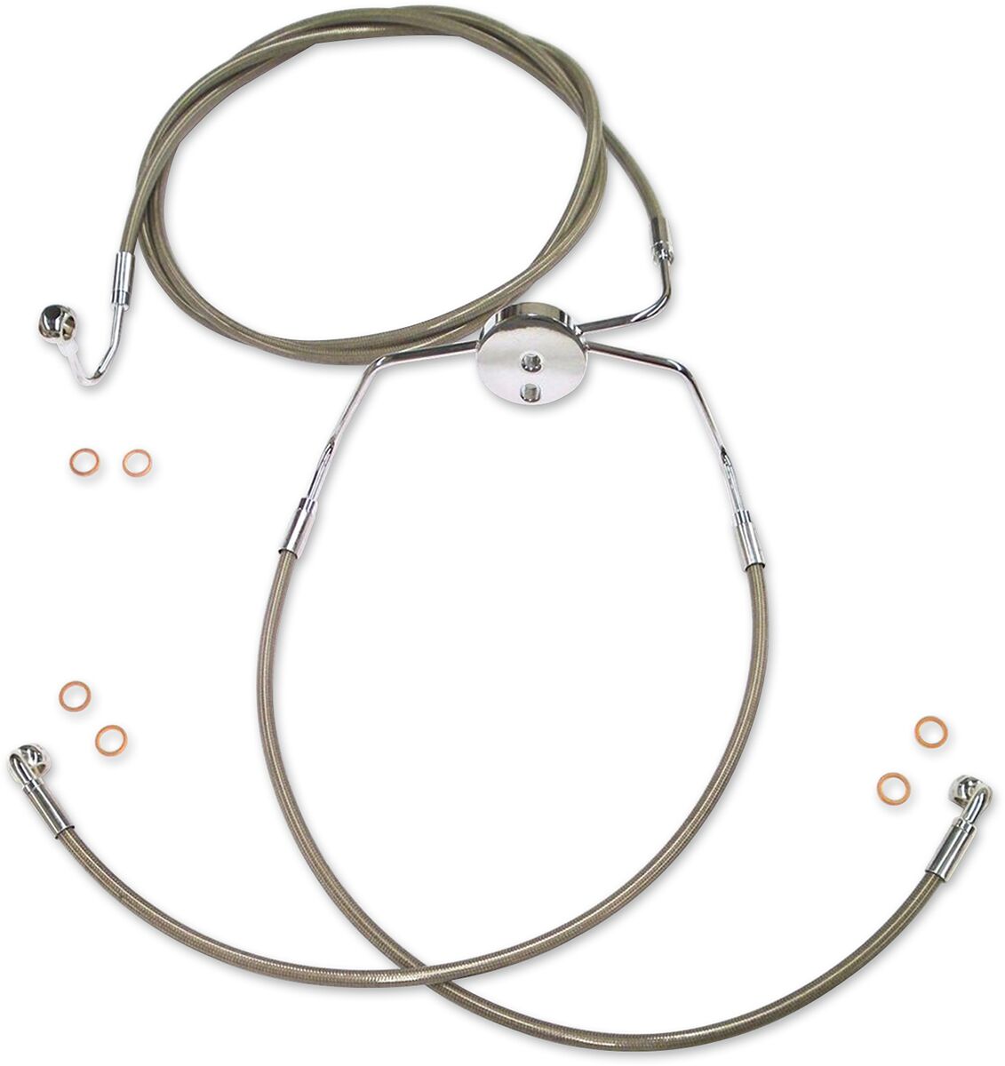 BRAKE LINE KIT E-Z ALIGN XR ABS LOWERS POLISHED CHROME BRAIDED NATURAL/CLEAR 67-1/4"