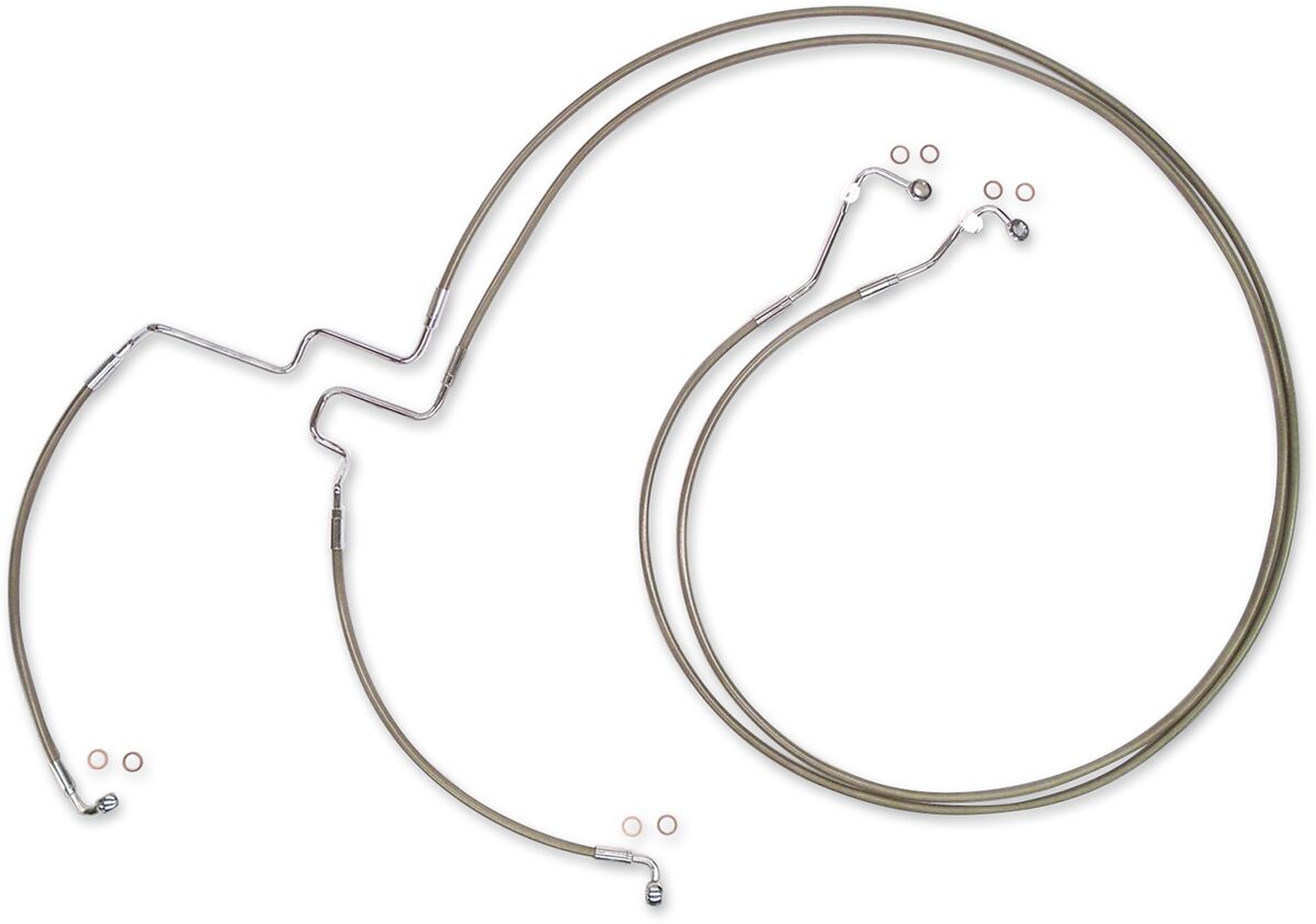 BRAKE LINE KIT E-Z ALIGN XR ABS LOWERS POLISHED CHROME BRAIDED NATURAL/CLEAR 68"