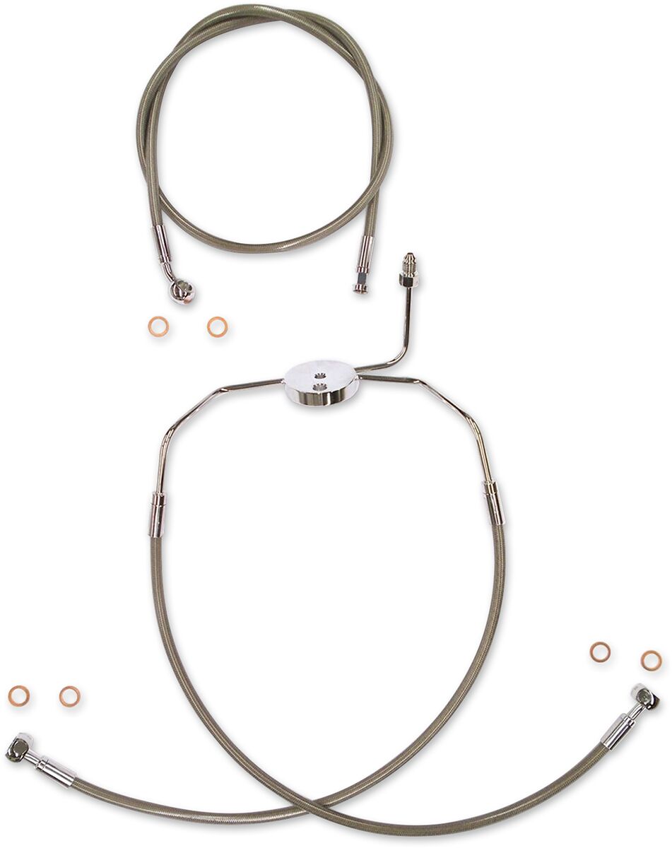 BRAKE LINE KIT DUAL DISC NON-ABS E-Z ALIGN XR POLISHED CHROME BRAIDED 19"